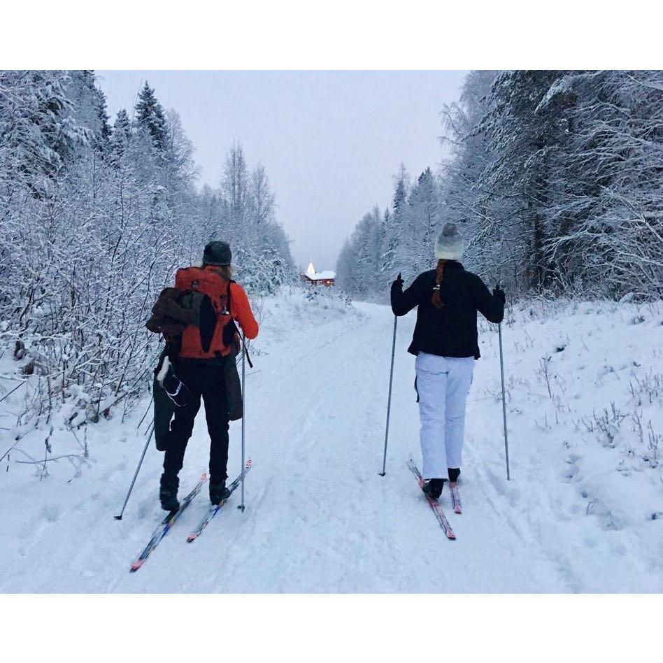 Learning to cross country ski in Rovaniemi, Finland