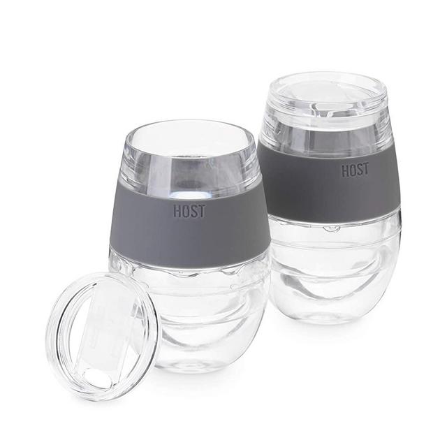 Host 9045 Glasses Wine tubmlers, 8.5 oz, grey with lid