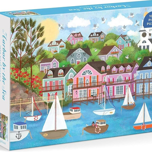 Galison Harbor by The Sea – 1000 Piece Joy Laforme Jigsaw Puzzle Featuring Beautiful Artwork of New England Summer Paradise