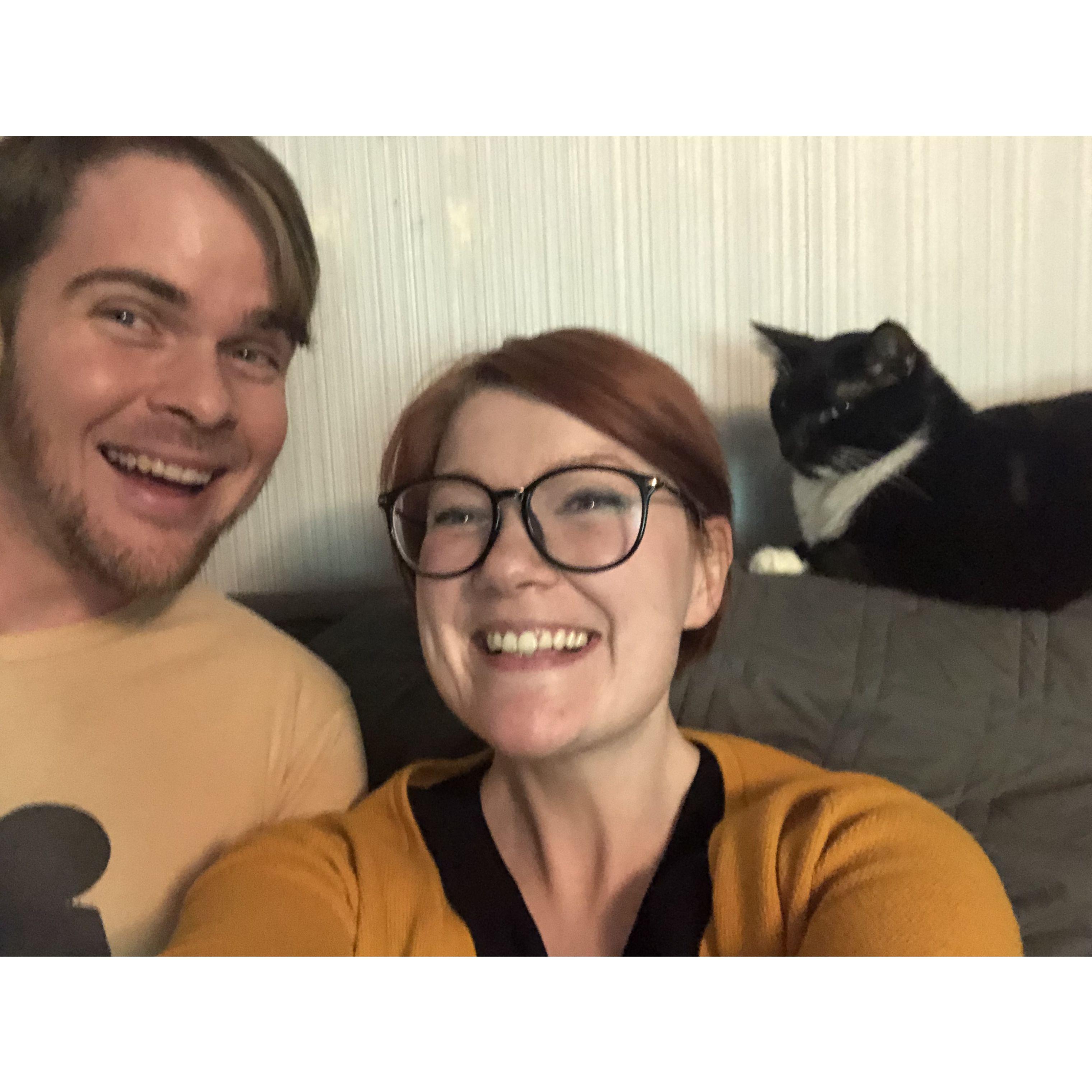 A rare family portrait with our late pet, Miles.