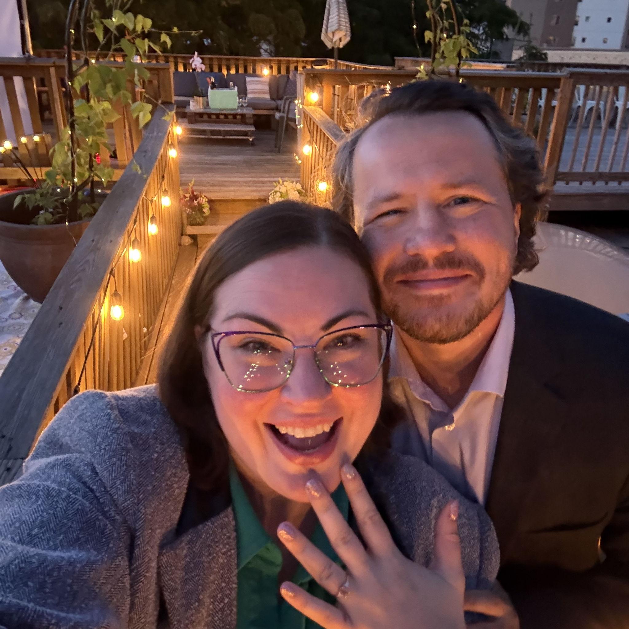 Our engagement under an arch of beans!