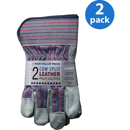 LP4300-L-2PK, 2 Pair Value Pack, Genuine Cow Suede Leather Palm Work Glove