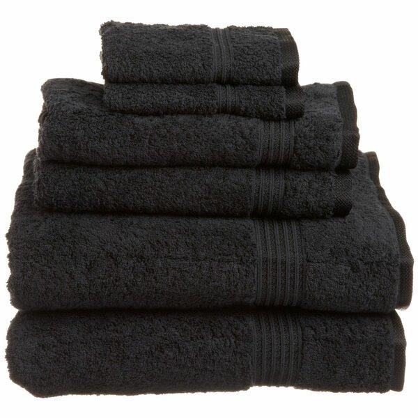 Haus&Home 6 Piece Egyptian-Quality Cotton Towel Set- Black