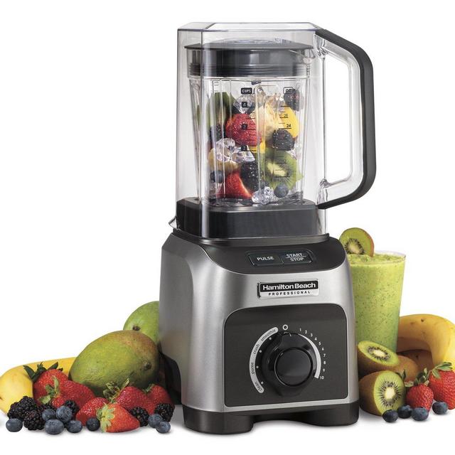 Hamilton Beach Professional Quiet Shield Blender, 1500W, 32oz BPA Free Jar, 4 Programs Variable Speed Dial for Puree, Ice Crush, Shakes and Smoothies, Silver (58870)