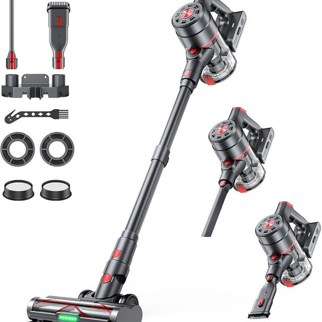 Airpher Cordless Vacuum Cleaners for Home, 60KPA 550W Dual Motor, 60 Mins Runtime, Power Detect & HEPA Filter, Touchscreen Display, Self-Standing for Pet Hair/Carpet/Car/Tile/Hardwood Floor