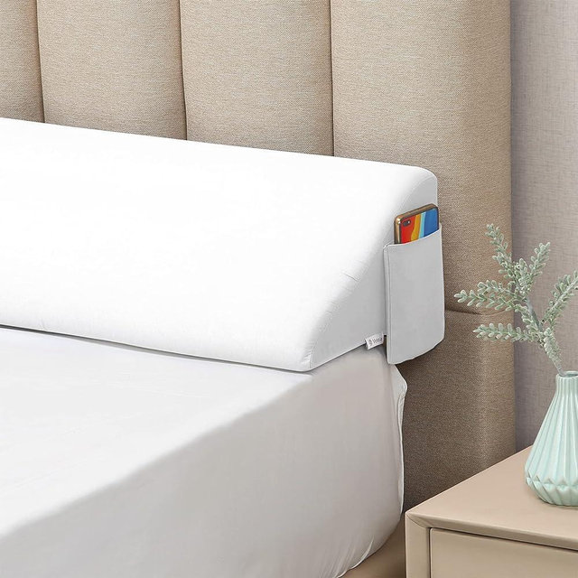 Vekkia Cal King Size Bed Wedge Pillow Gap Filler/Headboard Pillow/Mattress Wedge to Fill Gap (0-6") Between Headboard and Mattress (White 72"x10"x6")