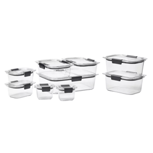 Rubbermaid Brilliance 18pc Plastic Food Storage Container Set: Clear, Microwave & Freezer Safe, Dishwasher Safe, Lids Included
