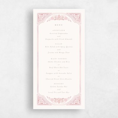 Dusty Pink Wedding Menu - Reed