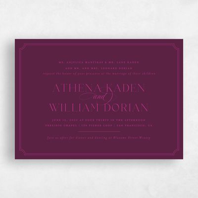 Plum, Purple Wedding Invitation - Constance Landscape