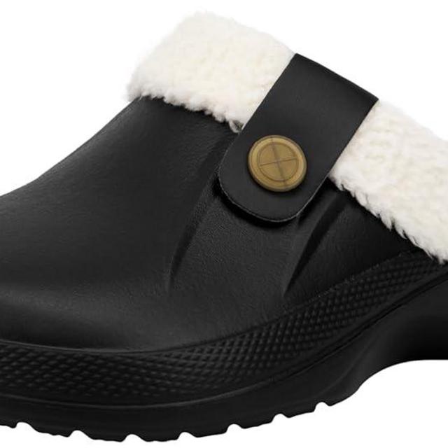 ChayChax Women and Men Fur Lined Clogs Memory Foam Warm Fuzzy Slippers Winter Waterproof Indoor Outdoor Slipper