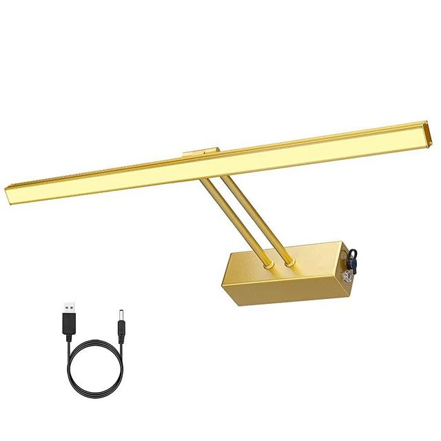 Picture Light for Painting, Rechargeable Picture Light with Brightness Dimmable,16 Inches Art Light, Full Metal Display Lamp for Dart Board, Artwork, Dartboard, Portraits (Gold)