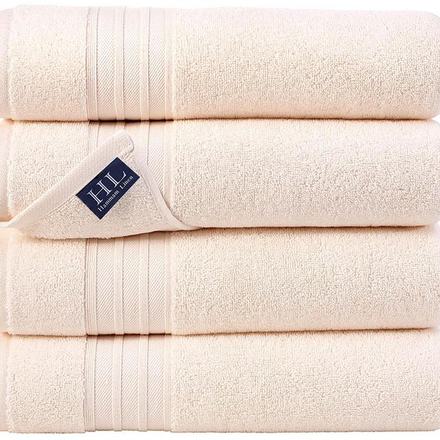 Hammam Linen Sea Salt Cream Bath Towels 4-Pack - 27x54 Soft and Absorbent, Premium Quality Perfect for Daily Use 100% Cotton Towel