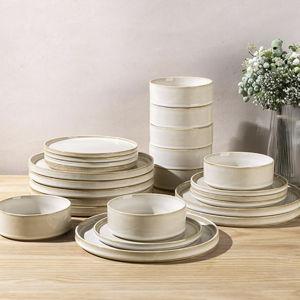 AmorArc Ceramic Dinnerware Sets, Handmade Reactive Glaze Stoneware Plates and Bowls Sets,Highly Chip and Crack Resistant | Dishwasher & Microwave Safe Dishes Set, Service for 8 (24pc)