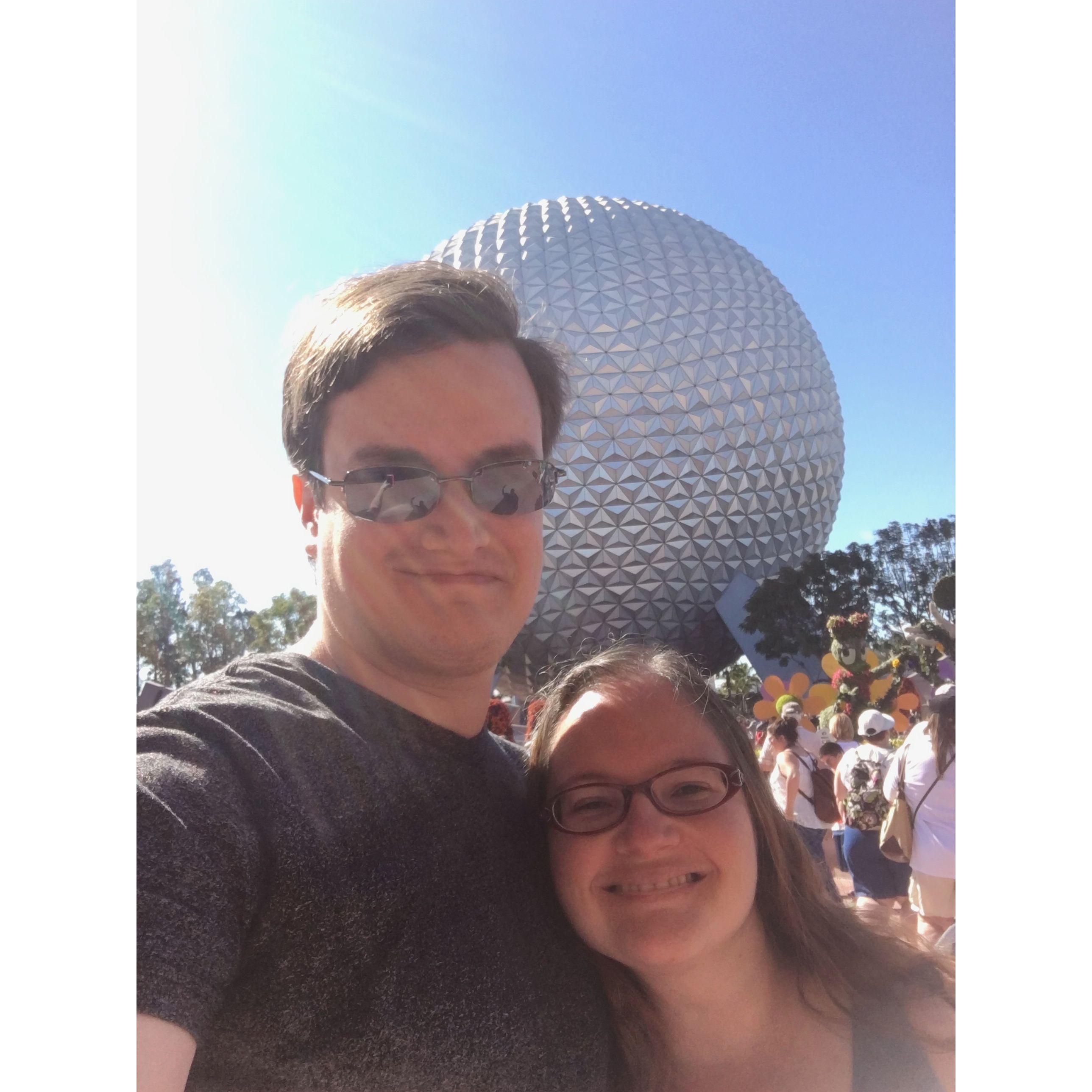 Selfie in front of the Epcot ball.