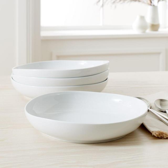 Organic Shaped Dinner Bowls, Set of 4, White