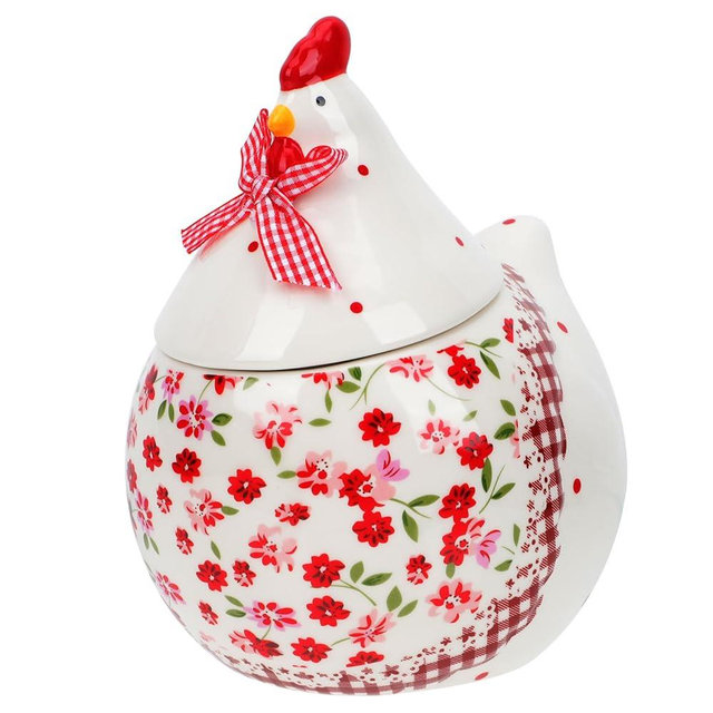 Amosfun Ceramic Hen Storage Jar Fall Party Decoration Thanksgiving Christmas Party Storage for Snacks Chips 6 x 6 x 7 Inch