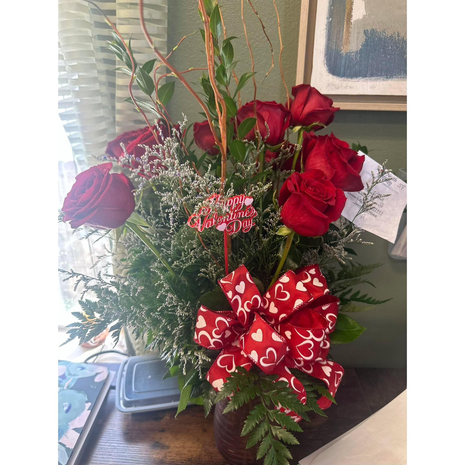Justin sent Mattie a dozen roses on Valentine's Day! The first time She ever received red roses!
