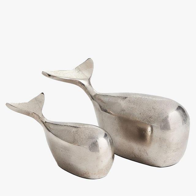 Delta & Dawn Whale Objects, Set of 2, Silver