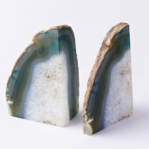 Agate Bookends - Set of 2, Green