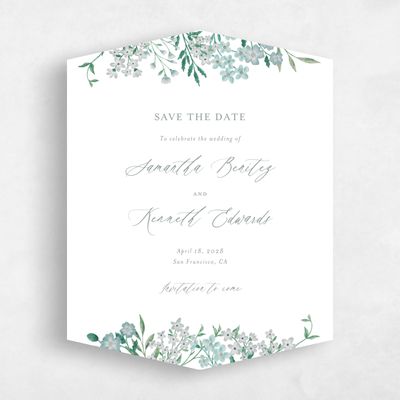 Green Diamond Wedding Save the Date - Lombardy Portrait