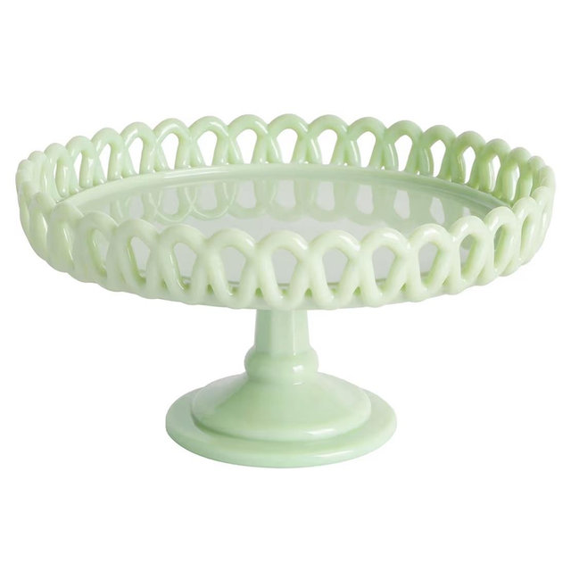 Martha Stewart Highbrook 8.5" Handmade Jadeite Glass Cake Stand