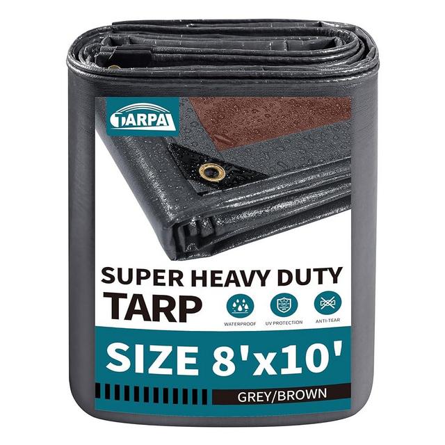 TARPAL tarp 8x10 Feet Super Heavy Duty Tarps Cover 20mil Waterproof UV Protection Rip and Tear Proof Tarpaulin with Grommets(Grey/Brown)
