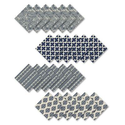 Everyday Casual Prints Assorted Cotton Fabric Napkins Set of 24 - Elrene Home Fashions