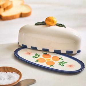 Valencia Citrus Stoneware Butter Dish