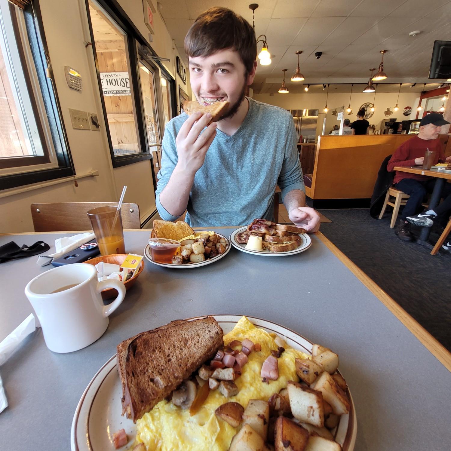 Adam's 18th birthday at our favorite restaurant, the Country Café in Claremont! March 2021