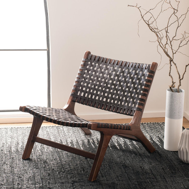 Safavieh, Luna Leather Woven Accent Chair | Zola