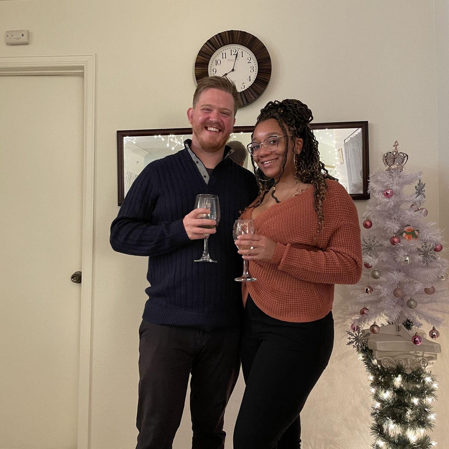 First New Years Eve together. Notice how it's only 8 p.m. Sarah went to sleep not long after this photo.
