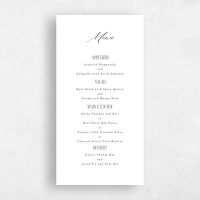 White Wedding Menu - Palenque