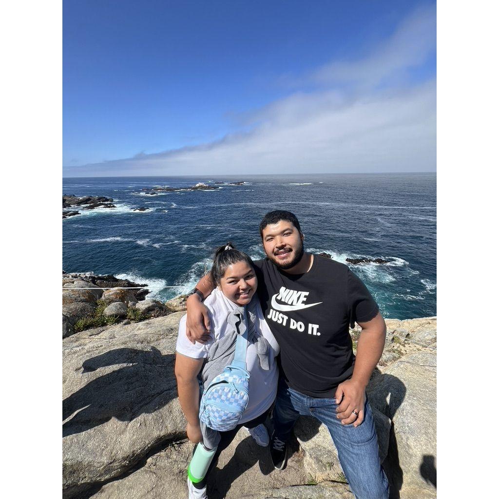 Horrible angle but this was our first time to Point Lobos and it was GORGEOUS... also..... who hikes in jeans??? lol