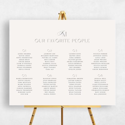 Light Oatmeal, Beige Wedding Sign - Galiena Seating Chart