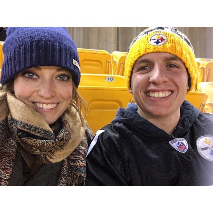 Freezing our butts off at the Steelers vs. Ravens game circa 2017.