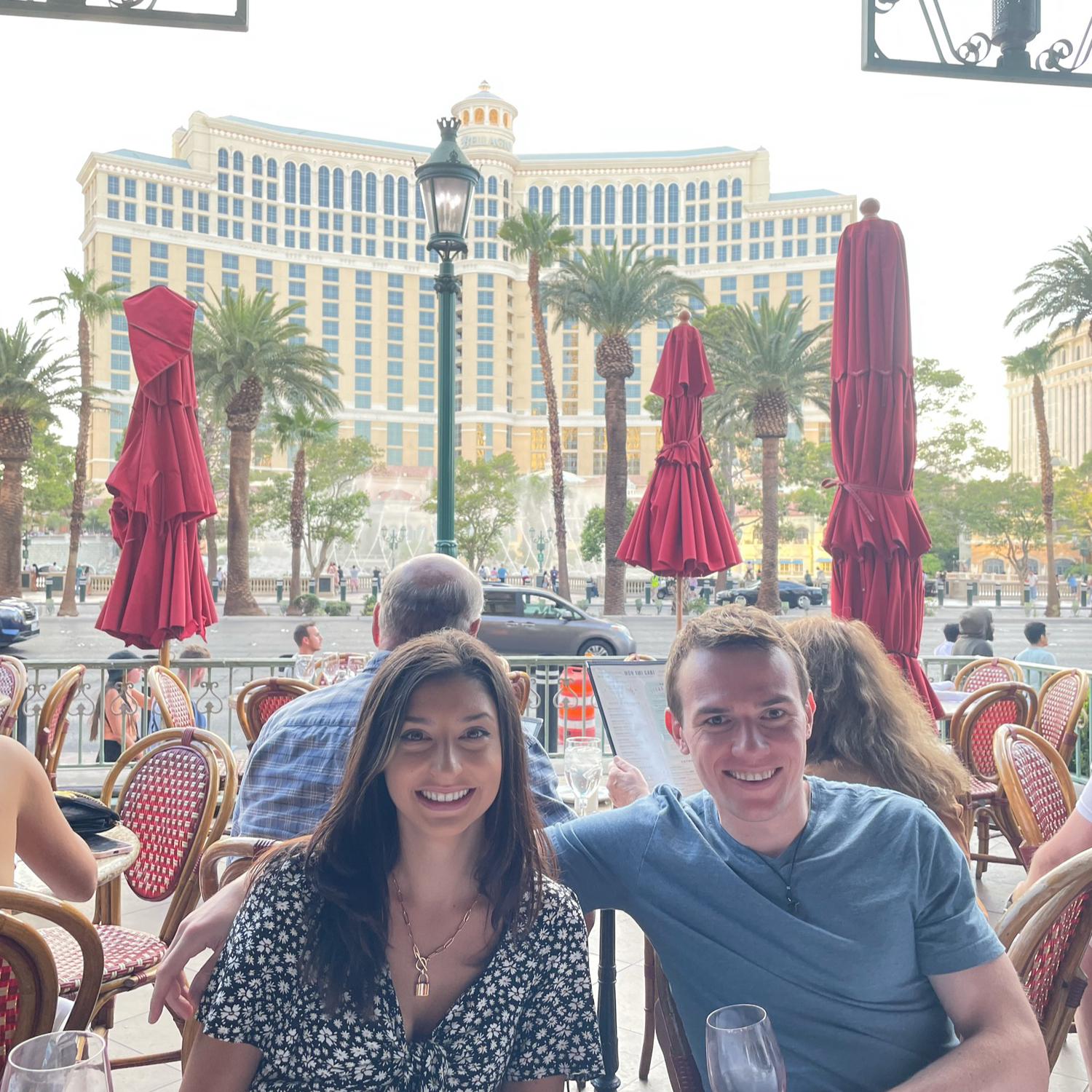 Dinner in front of the Bellagio fountains!