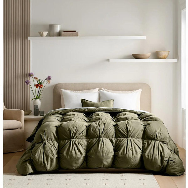 Cotton Pintuck Comforter - Dusty Olive, King/Cal King