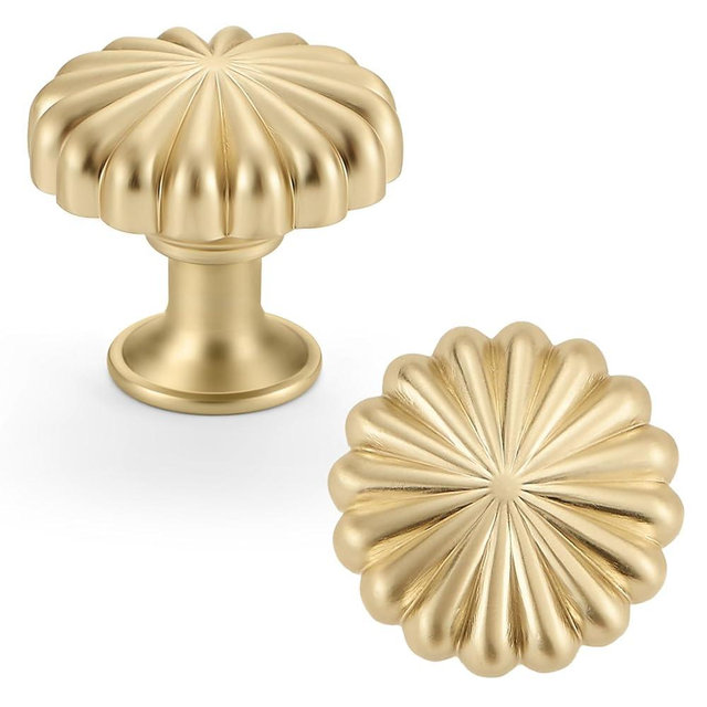 FAPUAL 20 Pack Gold Cabinet Knobs for Kitchen Cabinets and Dresser Drawers，Zinc Alloy Brushed Brass Hardware Handles Pulls，Vintage Cupboard Drawer Knob