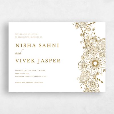 White Wedding Invitation - Sambac Landscape