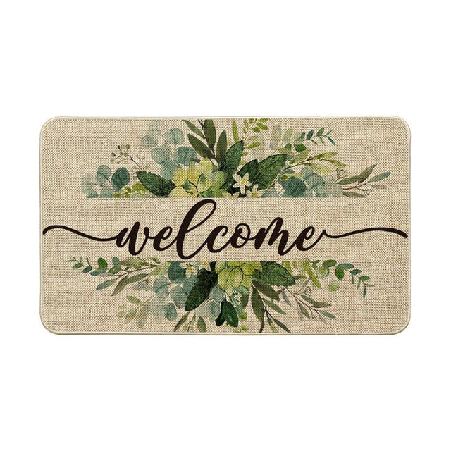 Artoid Mode Eucalyptus Floral Leaves Welcome Spring Doormat, Summer Decor Low-Profile Switch Rug Door Mat Floor Mat for Indoor Outdoor 17x29 Inch