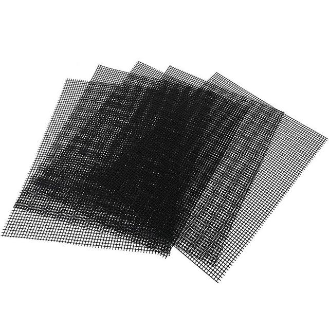 OSVINO Grill Mesh Mat Set of 5 Reusable Non-stick BBQ Sheets Works on Gas Charcoal Electric Grill, Black