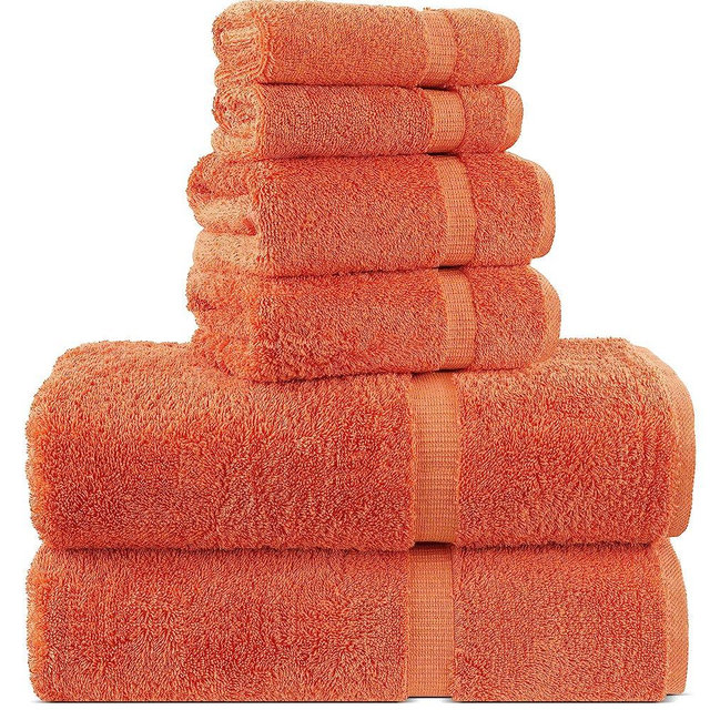 Chakir Turkish Linens 100% Cotton Premium Turkish Towels for Bathroom | 2 Bath Towels - 2 Hand Towels, 2 Washcloths (6-Piece Towel Set, Coral)