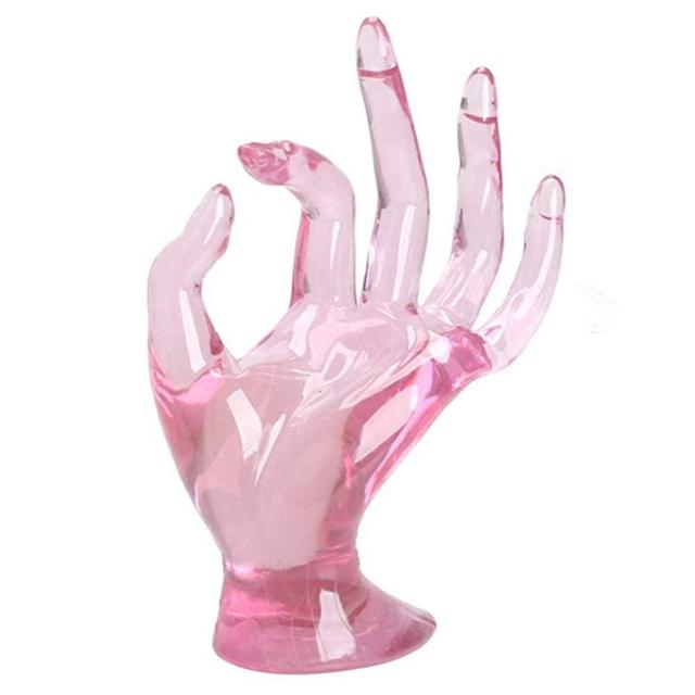 GrmeisLemc Desktop Decor OK Gesture Design Mannequin Hand Bracelet Ring Watch Display Stand Jewelry Holder Prop Ornament - Pink