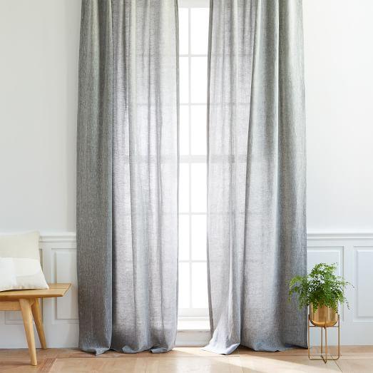Belgian Flax Linen Melange Curtain - Slate