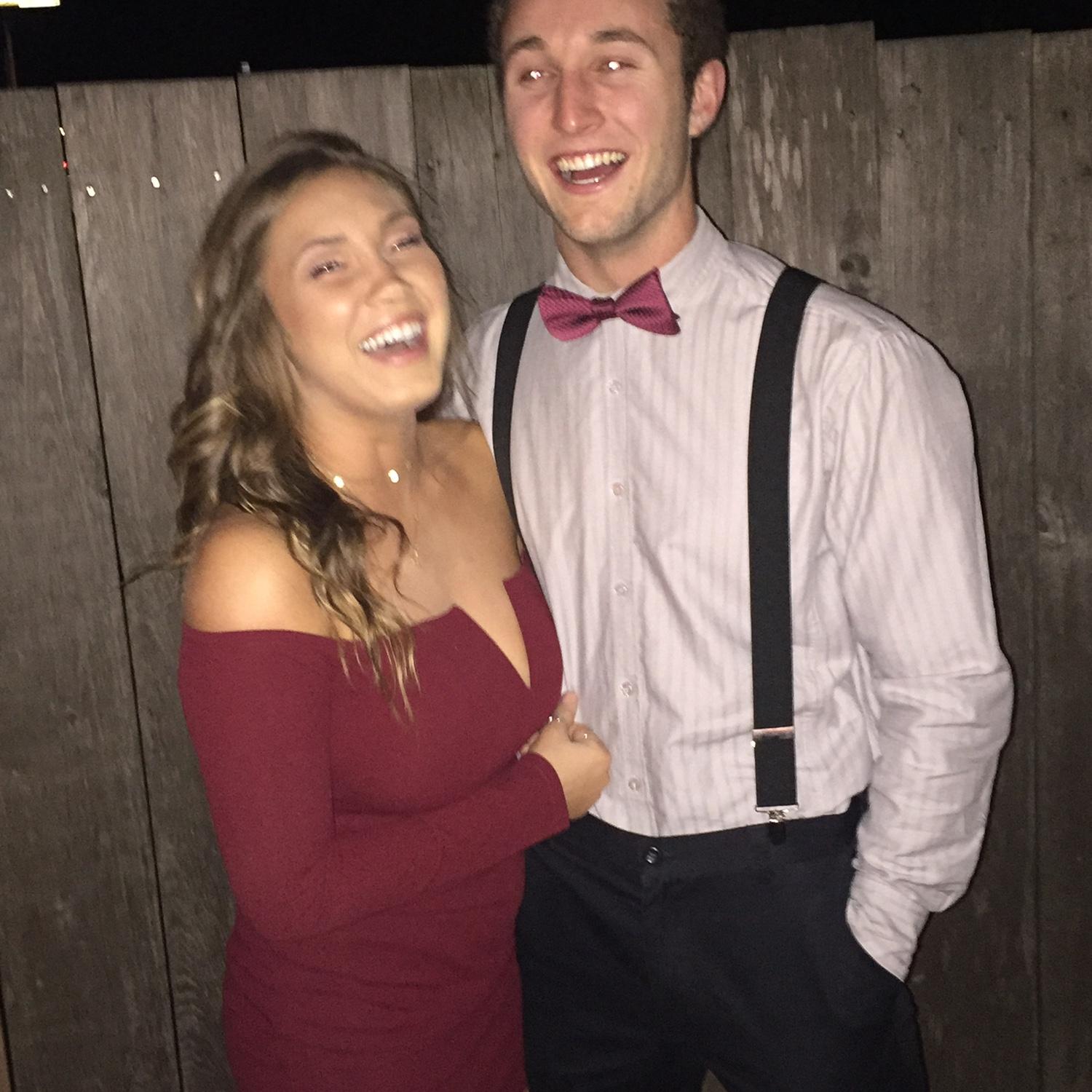 2018 FRAT Chase and SRAT Sarvar! Giggles before a date party on the Avila Beach Pier.