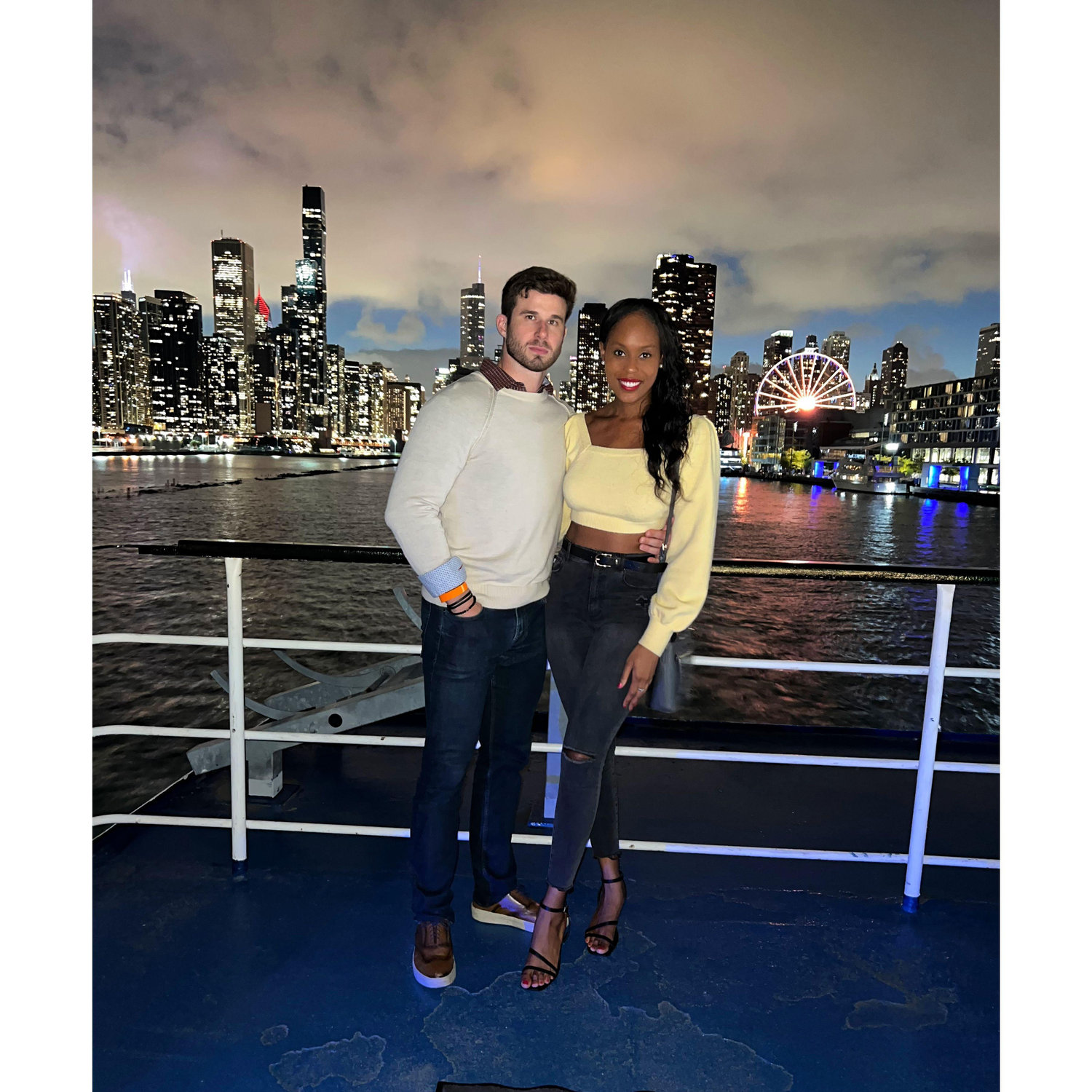 On a Chicago boat tour at Navy Pier
