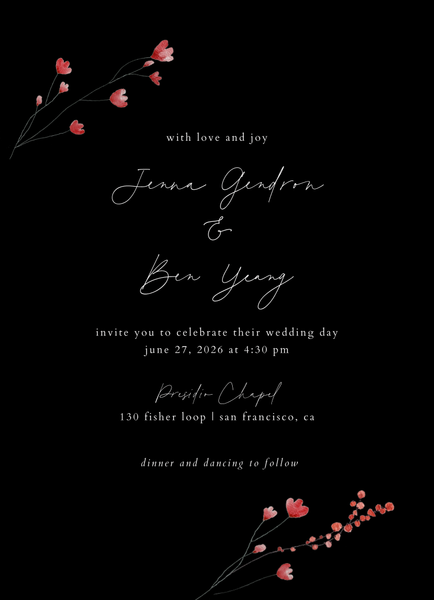 Caplan Portrait | Black | Zola Wedding Invitations