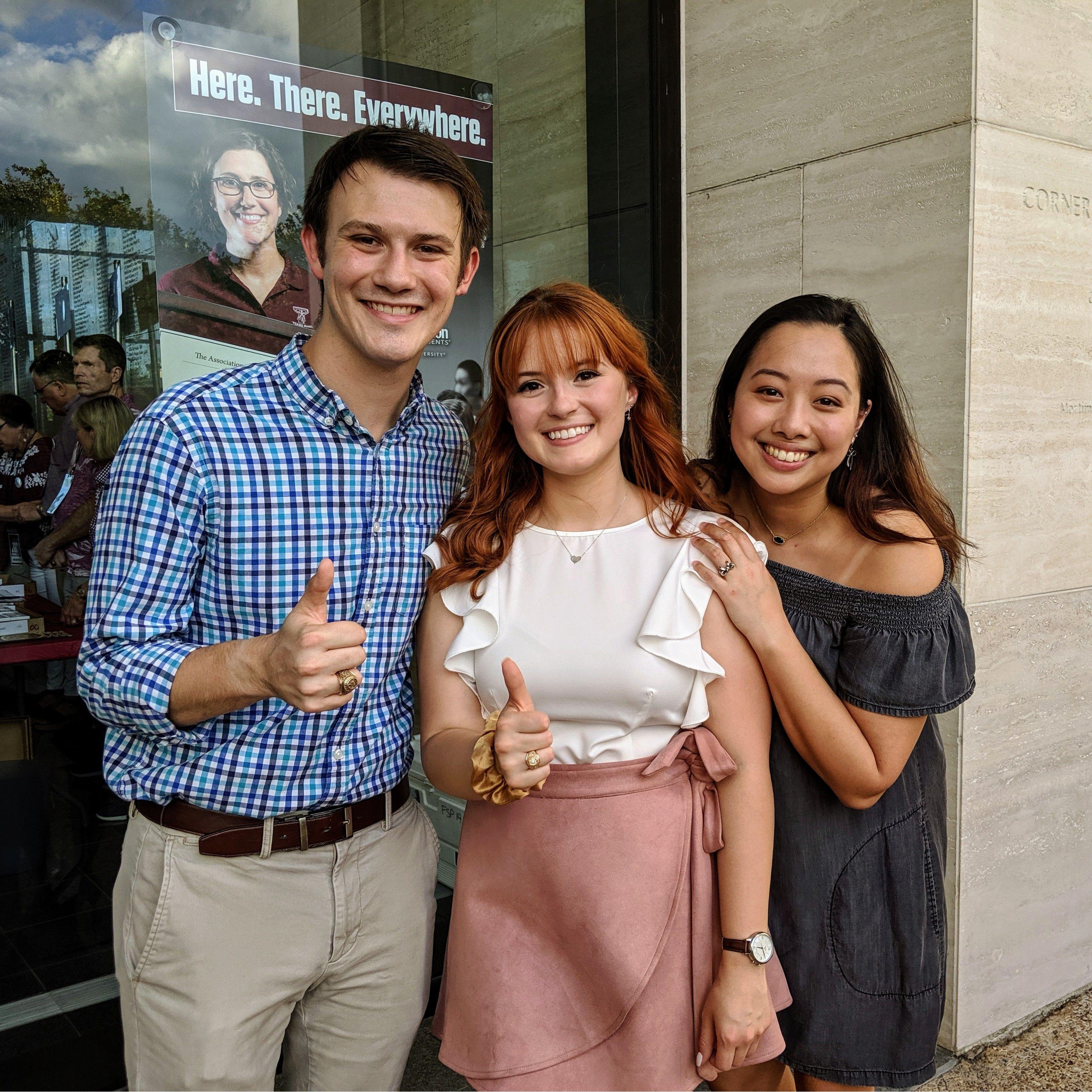 Quinton, Bethany, and Olivia after Beth's aggie ring ceremony (2019)