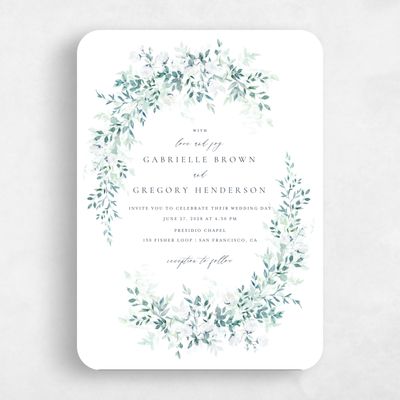 Blue Rounded Wedding Invitation - Farnham Portrait