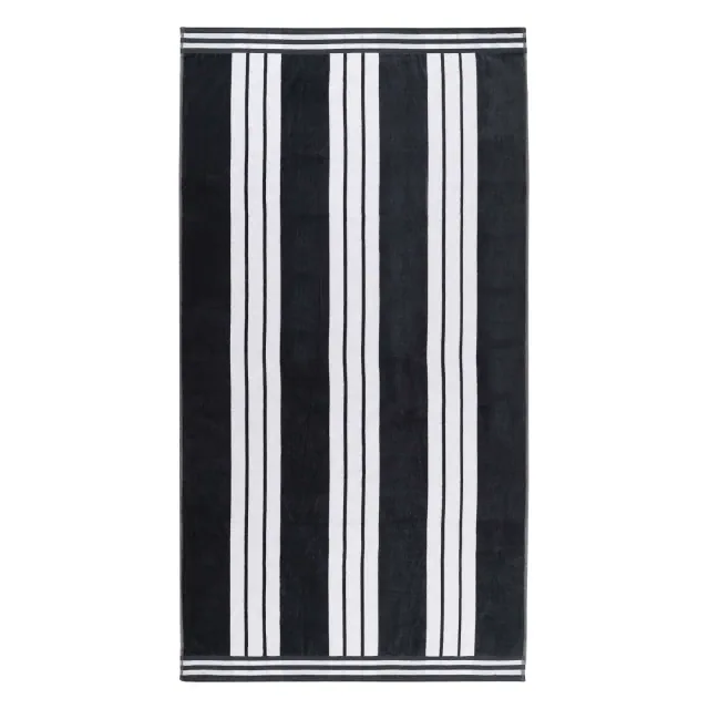 Striped Oversized Extra Large Cotton Beach Towel, 1 Piece, Charcoal - Blue Nile Mills